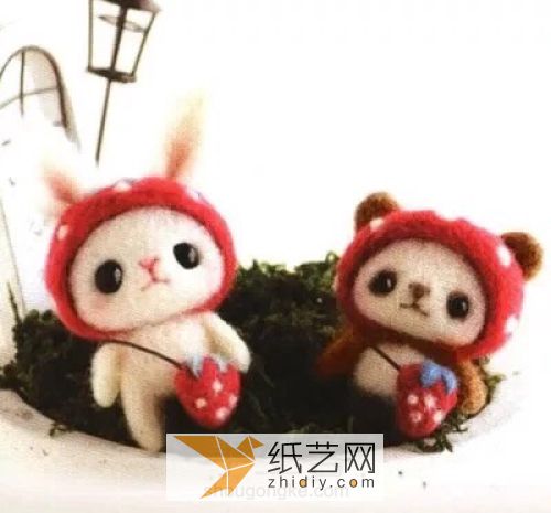 羊毛毡教程——网红草莓熊猫 第1步