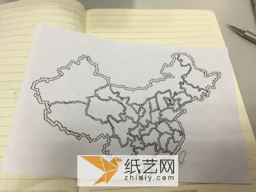 中国地图剪纸教程 第4步