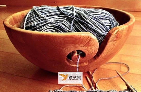 使用毛线编织实用的竹碗小制作教程