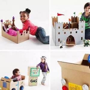 幼儿使用废纸箱手工制作玩具的图片步骤大全