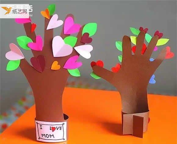 幼儿园母亲节礼物—五指连心树制作方式