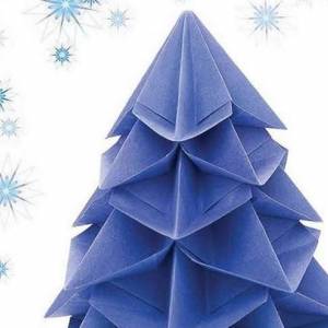 使用八边形纸折叠立体圣诞树的图解