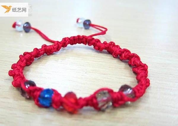 使用红绳编织单向平结手链的方法图解