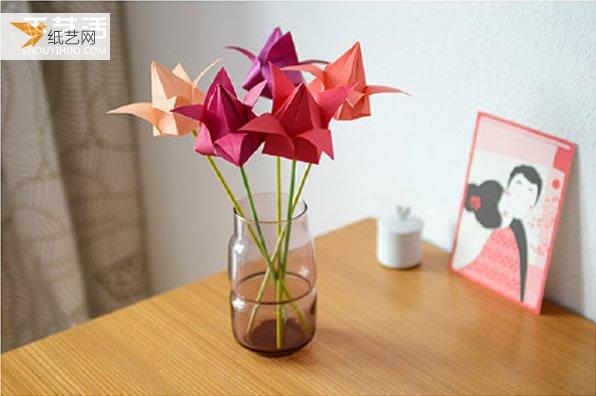 使用纸张折叠美丽百合花的方法图解教程