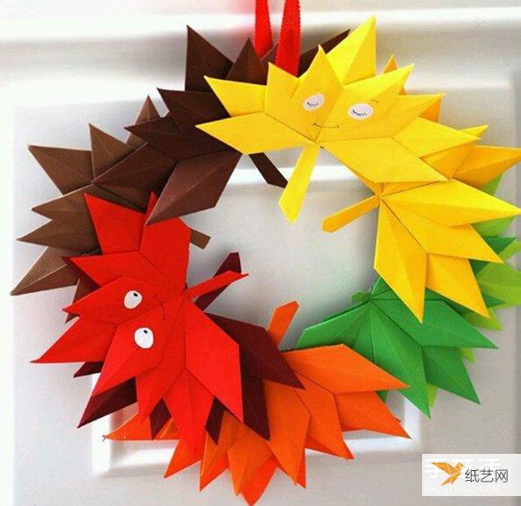 幼儿使用折纸折叠枫叶的方法图解