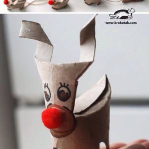 卫生纸筒变废为宝制作的圣诞麋鹿圣诞节装饰教程