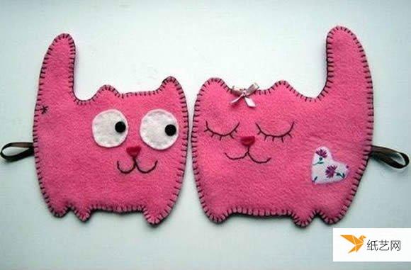 使用不织布制作很简单个性的布艺猫咪挂件制作图纸