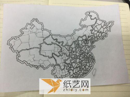 中国地图剪纸教程 第5步