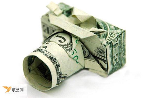 使用美元纸币折叠纸照相机的详细方法图解