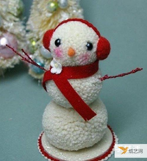 一个特别个性可爱的毛线雪人玩偶手工制作方法教程