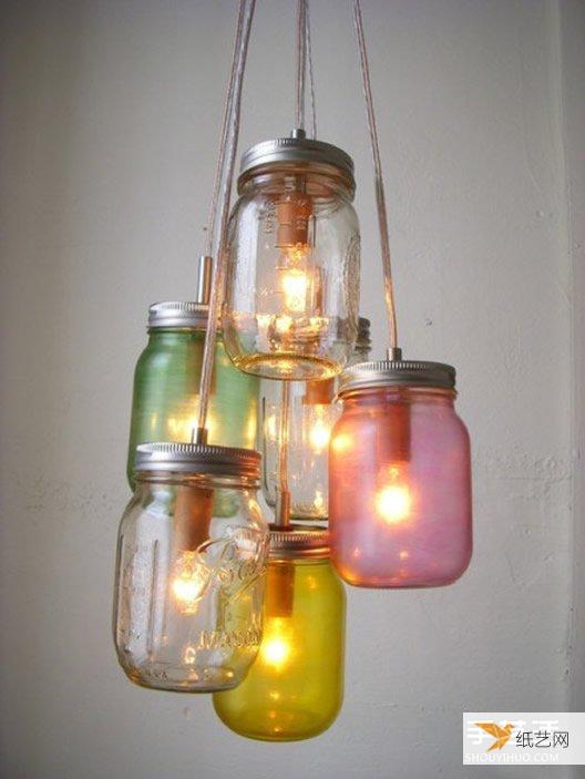 利用玻璃罐头瓶子废物利用手工制作个性漂亮的灯饰
