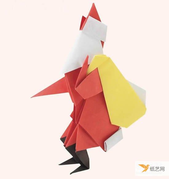 手工制作出来的折纸圣诞老人步骤图教程