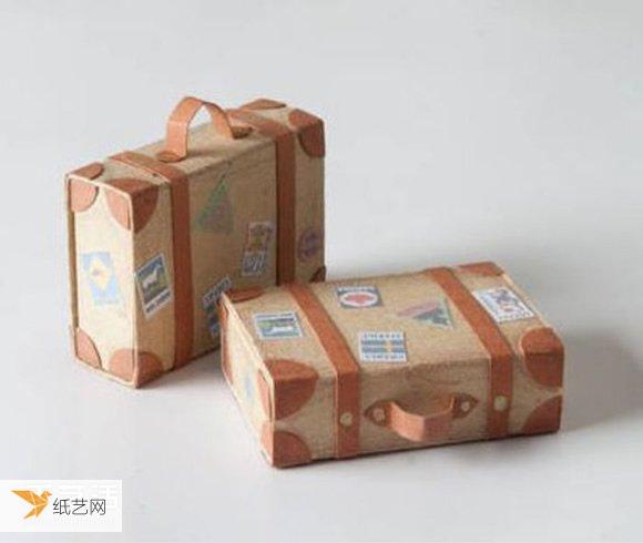 利用牛皮纸和火柴盒制作个性迷你行李箱模型