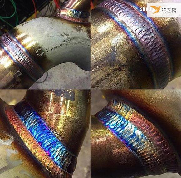 利用焊接工艺在金属管上烧出来一圈魔幻彩虹