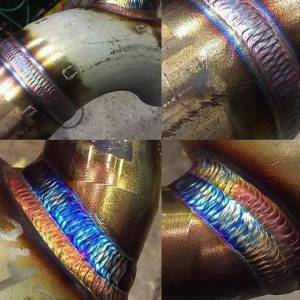 利用焊接工艺在金属管上烧出来一圈魔幻彩虹