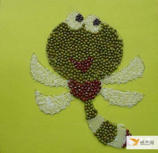 幼儿园孩子制作的特别可爱的豆子粘贴画作品