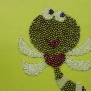 幼儿园孩子制作的特别可爱的豆子粘贴画作品