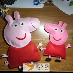用不织布制作的小猪佩奇玩偶新年礼物教程