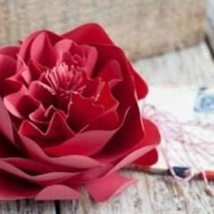 使用卡纸制作漂亮红色花朵的方法图解