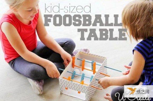 用家里面的鞋盒废物利用制作桌子足球玩具的方法教程