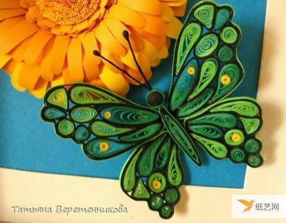 使用卷纸手工制作的很漂亮的衍纸蝴蝶图片作品欣赏
