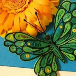 使用卷纸手工制作的很漂亮的衍纸蝴蝶图片作品欣赏