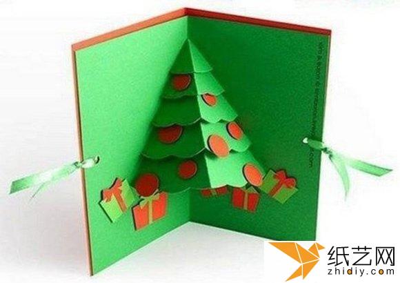 圣诞节的圣诞树立体贺卡制作教程