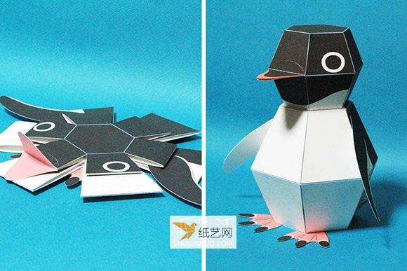 利用Kamikara纸机关 平面企鹅折纸一秒钟变立体