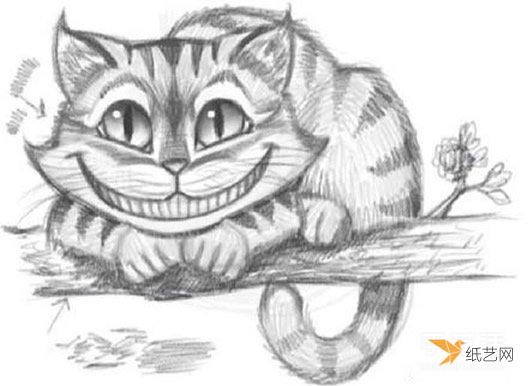 爱丽丝梦游仙境里面柴郡猫铅笔素描教程图片