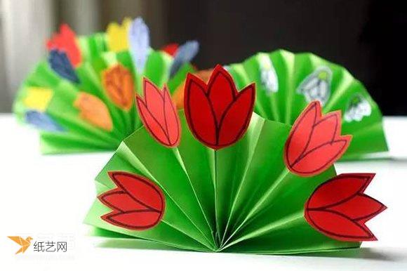 幼儿园小朋友手工制作简单折纸花丛花圃图片教程