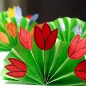 幼儿园小朋友手工制作简单折纸花丛花圃图片教程