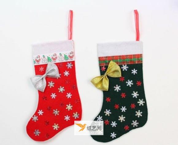 使用不织布制作个性圣诞袜的方法