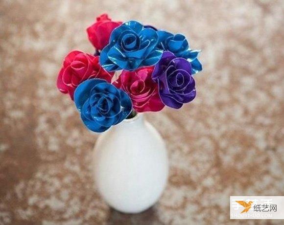 简单分享制作彩色胶带玫瑰花的方法教程