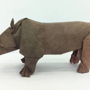 使用一些简单折纸折叠庞大的马伯纳犀牛的图解教程