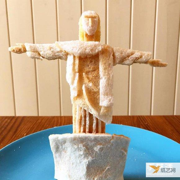 爱心老爸亲手制作的面包雕刻作品 让过敏女儿吃得特别开心