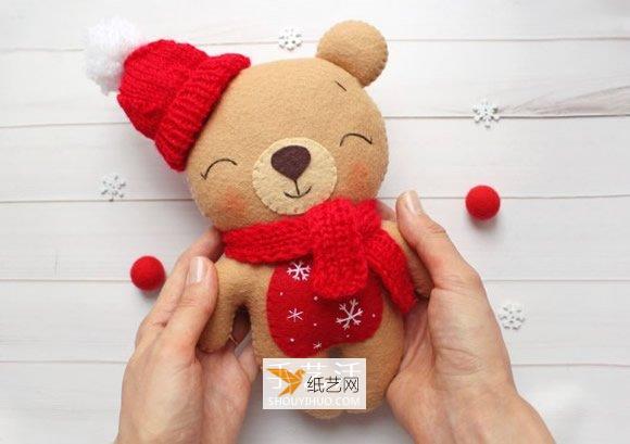 使用不织布完成的超萌新年小熊玩偶