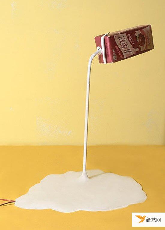 废物利用牛奶盒制作个性创意台灯的方法步骤