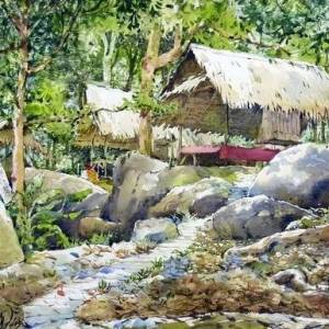 马来西亚画家郭绍鹏的风景水彩画作品图片