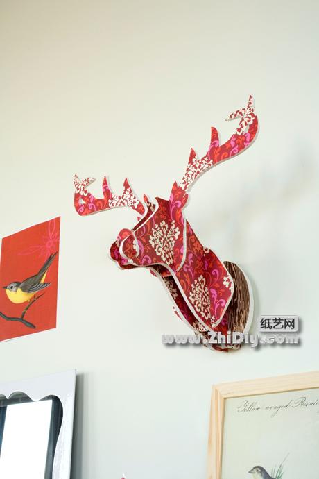 纸板(泡沫)鹿头装饰制作