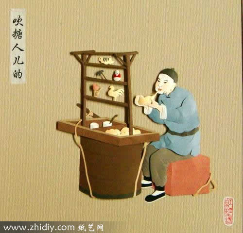 红塑坊纸雕作品——老北京的吆喝（四）