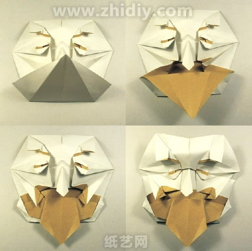 埃里克面具折纸教程面部的形状基本已经开始出来了，请继续进行相关的折纸制作