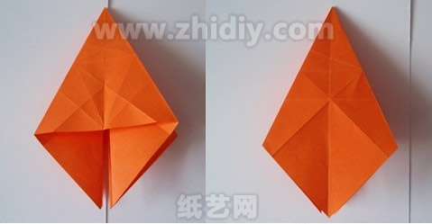 手工折纸菊花图解教程制作过程中的第十六步