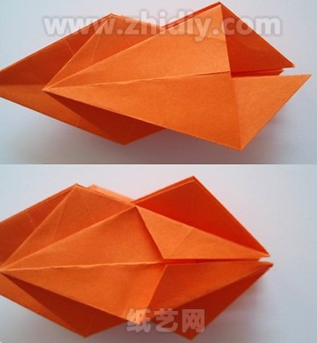 手工折纸菊花图解教程制作过程中的第二十五步