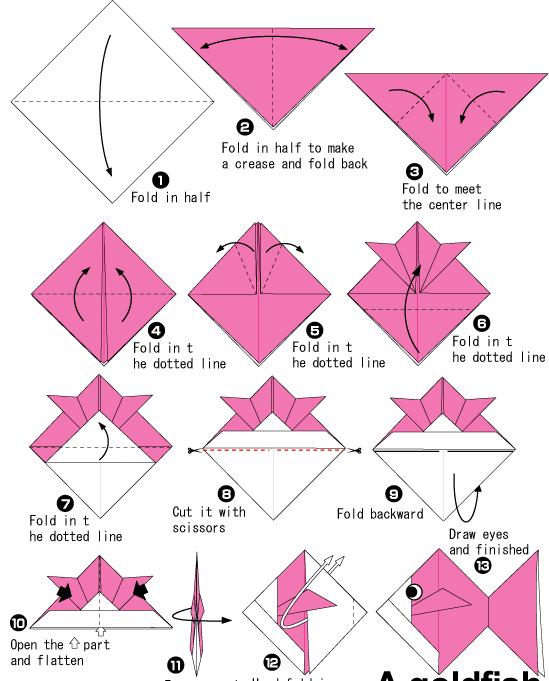 简单儿童手工折纸金鱼折纸教程