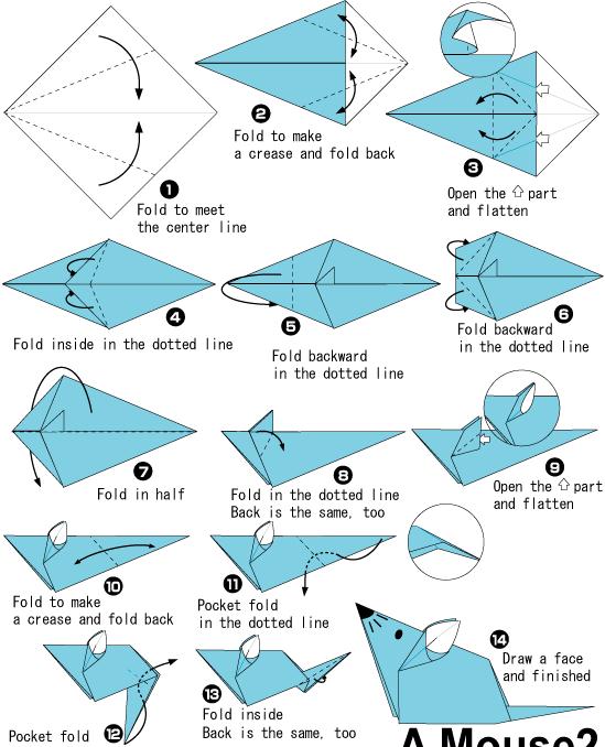 儿童简单折纸老鼠折纸教程