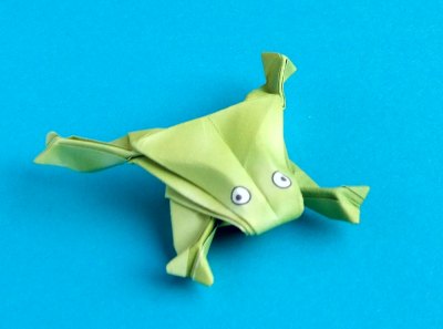 有趣的跳跃折纸青蛙教程完成后精美的效果图