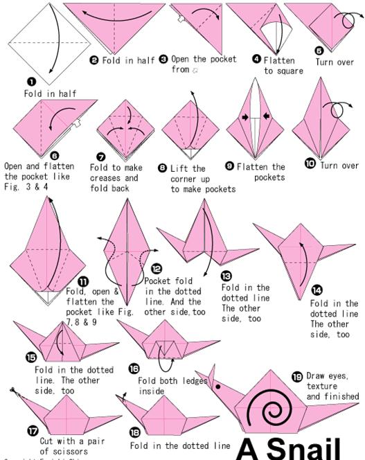 蜗牛儿童手工折纸图解教程