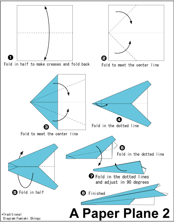 儿童简单纸飞机折法图片