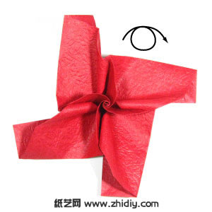 七夕情人节可爱手工折纸玫瑰图解教程制作过程中的第五十一步