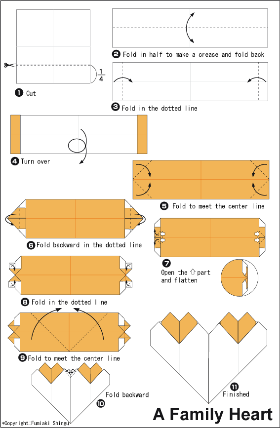 家庭手工折纸心图解教程折纸图谱免费下载